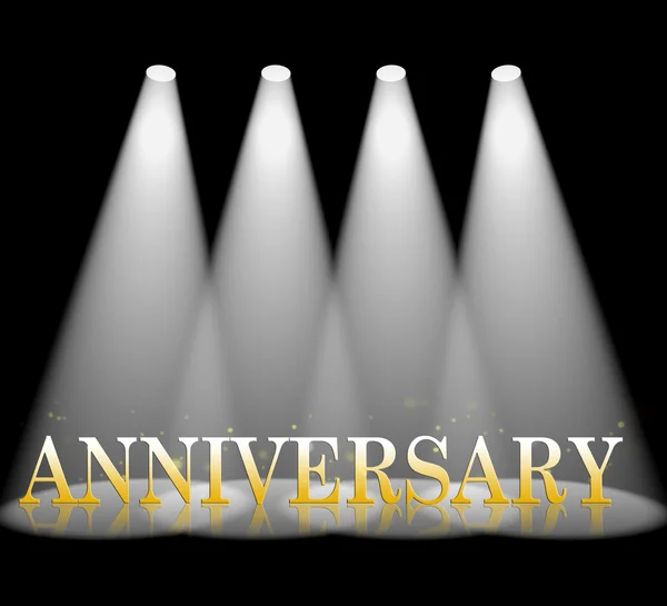 Anniversary Spotlight Means Congratulating Salutation And Floodlight — Stock Photo, Image