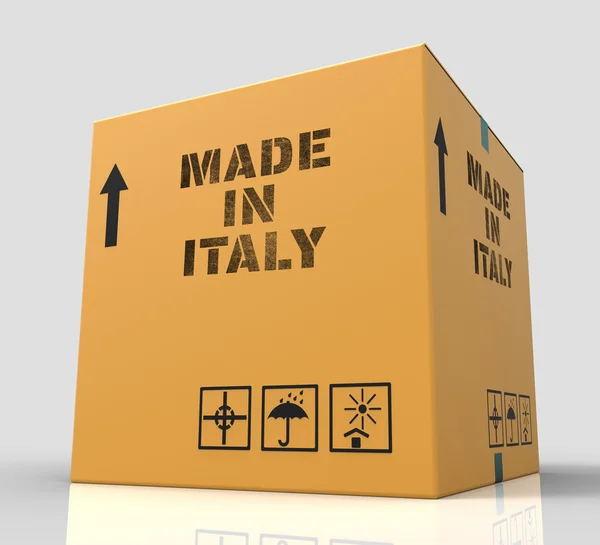 Hecho en Italia Representa la exportación y compra de productos 3d Renderin — Foto de Stock