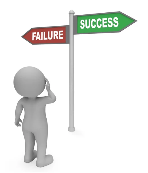 Failure Success Sign Indicates Winning Winner And Triumphant 3d — Stock Photo, Image