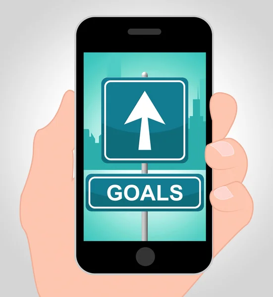 Goals Online Means Mobile Phone And Aim — Stock Photo, Image