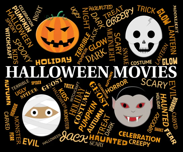 Halloween Movies Means Trick Or Treat And Cinema — Stock Photo, Image