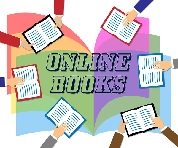 Libri Online Rappresenta Ricerca Web E Rete — Foto Stock