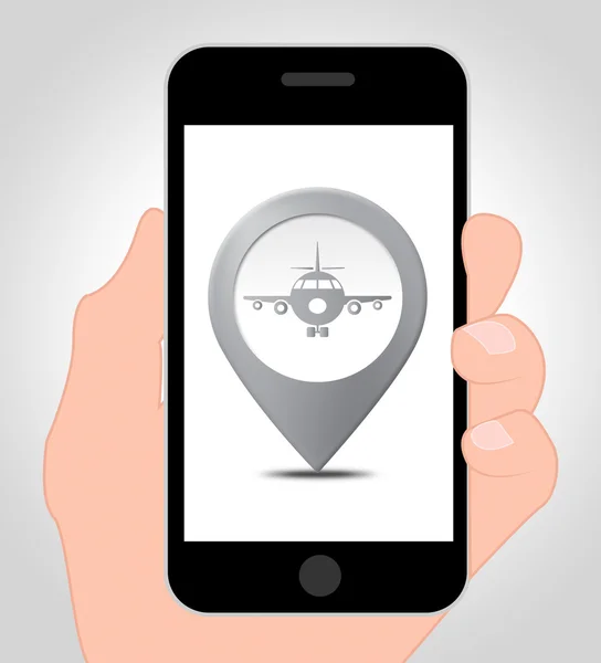 Airport Location Online Means Mobile Phone And Airfield — Stock Photo, Image