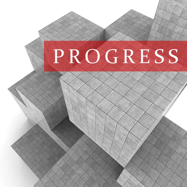 Framsteg block anger befordran Progression och framsteg 3d — Stockfoto