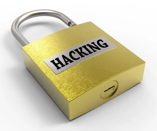 Hacking Padlock Indicates Padlocks Safeguard And Protected 3d Re — Stock Photo, Image