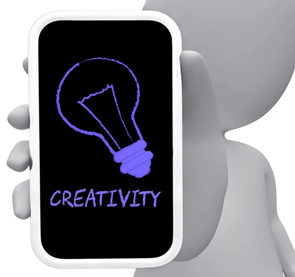 Kreativitet Online visar mobiltelefon och mobiltelefon 3d Rendering — Stockfoto