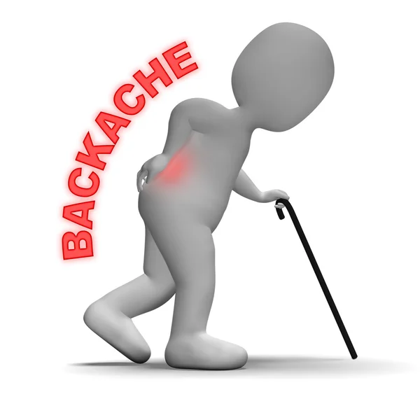 Backache Pain Represents Spinal Column And Aching 3d Rendering — Stock Photo, Image