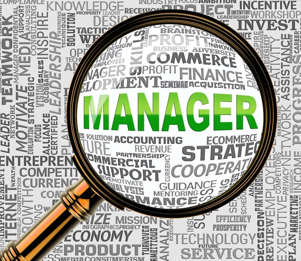 Manager Magnifier Shows Managing Magnification And Boss — Stock Photo, Image