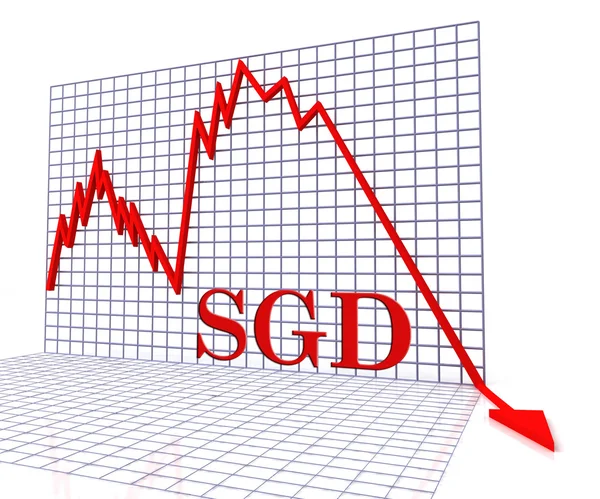 Gráfico Sgd Negativo Indica Dólar de Singapura E Dólares 3d Ren — Fotografia de Stock