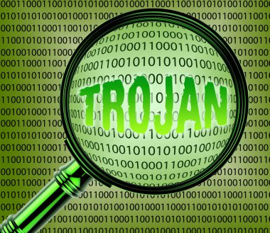 Bilgisayar Trojan temsil eden veritabanı Büyüteç ve enfekte