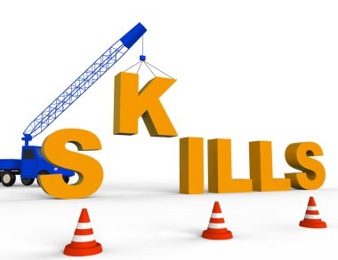 Build Skills Indicates Expertise Aptitude And Competence 3d Rend clipart