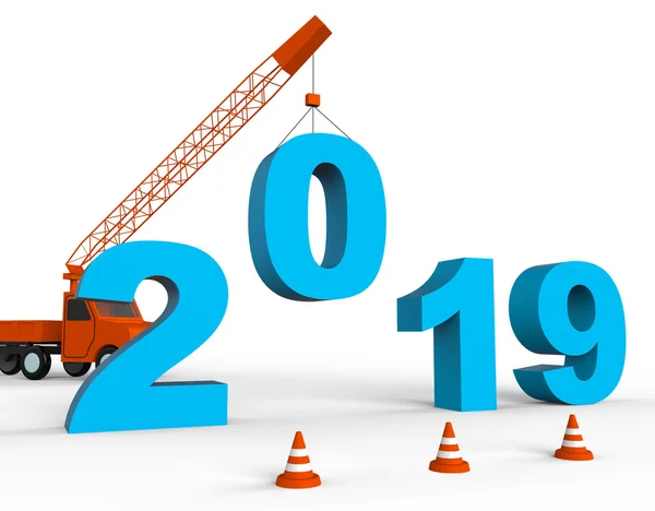 Twenty Nineteen Represents New Year And Annual 3d Rendering — Stock Photo, Image
