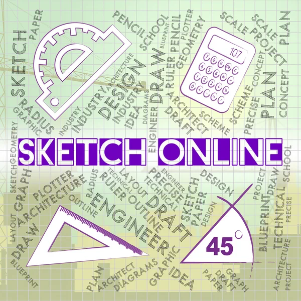 Sketch Online significa Web site e criativo — Fotografia de Stock