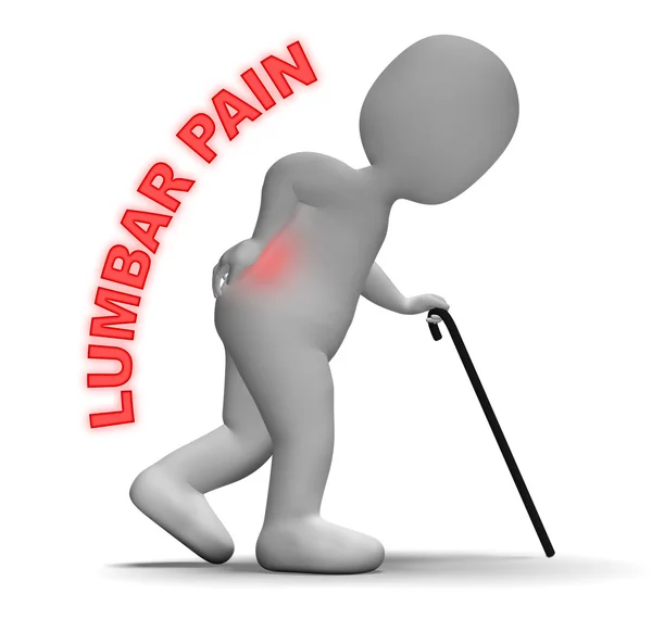 Lumbar Pain Indicates Spinal Column And Agony 3d Rendering — Stock Photo, Image