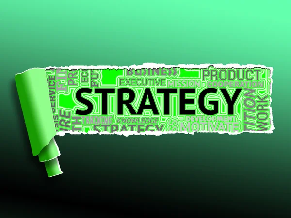 Palabra de estrategia muestra tácticas estratégicas y visión —  Fotos de Stock