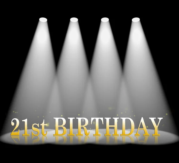 Twenty First Birthday Indicates Beam Of Light And Celebrate — Stock Photo, Image