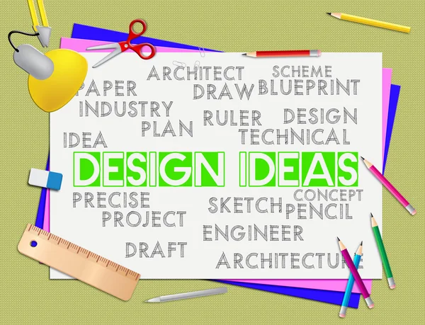 Ideias de design Representa visualização e reflexão de invenção — Fotografia de Stock