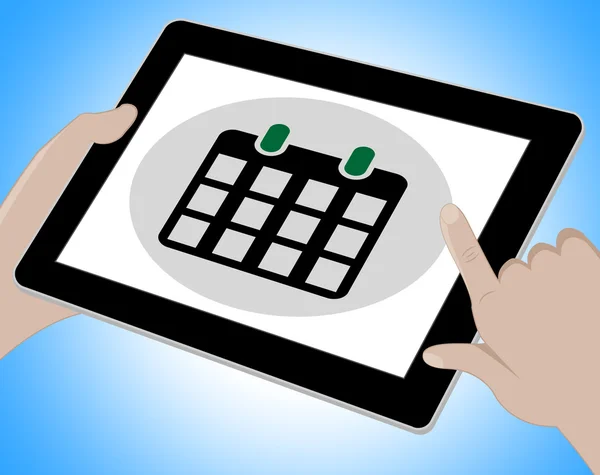 Schema Tablet vertegenwoordigt Computing Www en tijdschema — Stockfoto