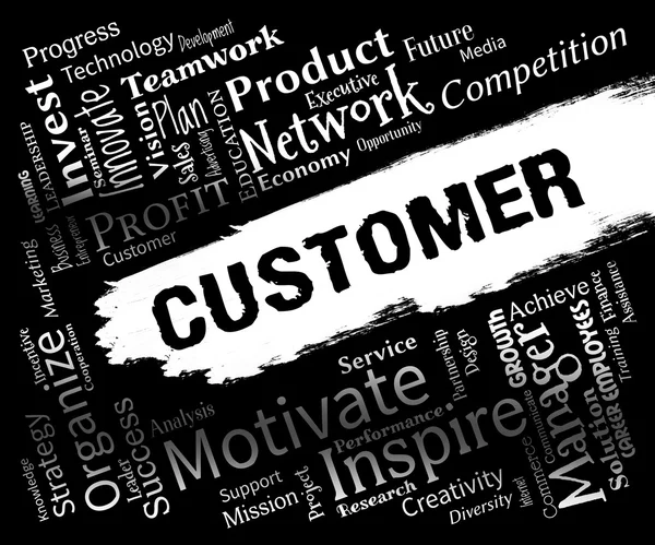 Müşteri sözcükleri anlamına gelir satın alan müşteriler ve tüketici — Stok fotoğraf