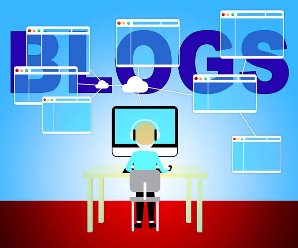 Computer Blogs Shows Web Site And Blogger — Stock Photo, Image