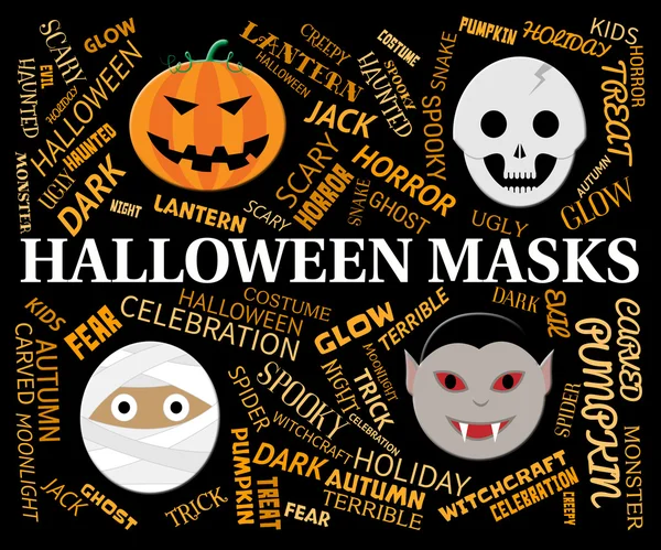 Halloween Masks Indicates Trick Or Treat And Celebration — Stock Photo, Image