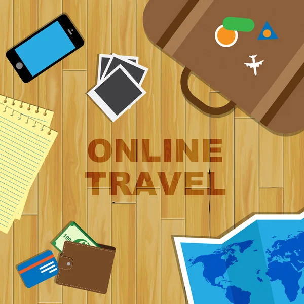 Online seyahat anlamına gelir Traveller keşfetmek ve seyahat — Stok fotoğraf