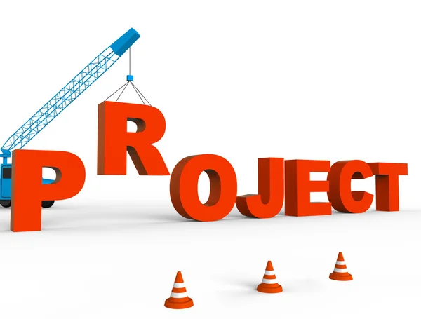 Construir proyecto significa tareas de proyectos y construye renderizado 3d — Foto de Stock
