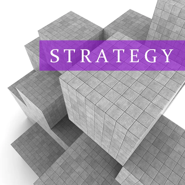 Στρατηγική μπλοκ δείχνει σχεδιασμού λύσεις και τακτική 3d Renderin — Φωτογραφία Αρχείου