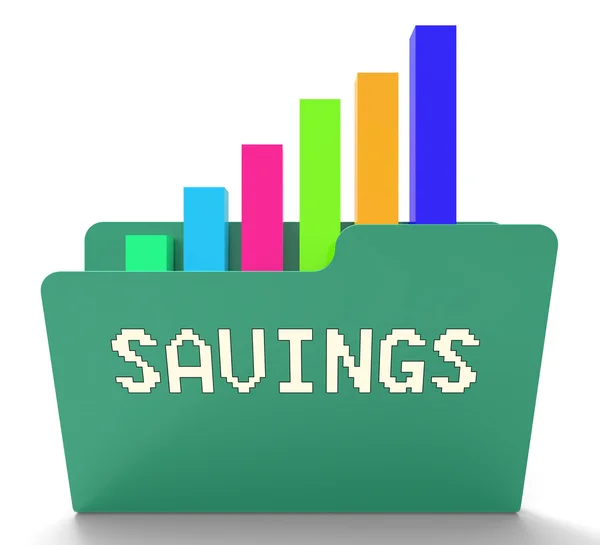 Savings File Represents Organization Files And Monetary 3d Rende — Stock Photo, Image
