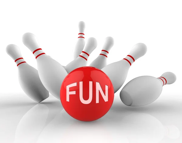 Fun Bowling Means Ten Pin And Activity 3d Rendering — Stock Photo, Image