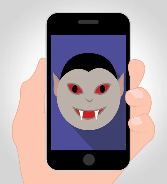 Vampiro de Halloween Online Representa Truques Ou Tratamentos E Outono — Fotografia de Stock