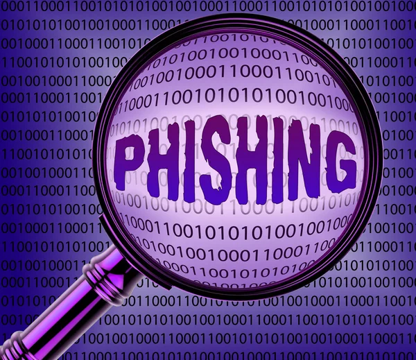 Ordinateur Phishing signifie Loupe grossissant et Internet — Photo