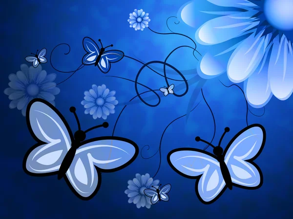 Butterflies On Flowers Represents Flora Flying And Florals — Stock Photo, Image