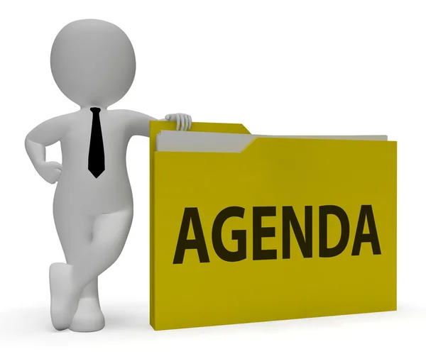 Agenda Folder repräsentiert Ordner Zeitplan 3D-Rendering — Stockfoto