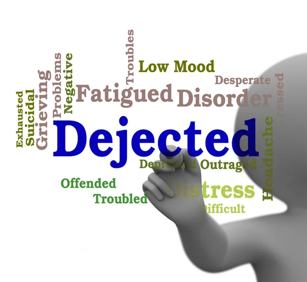 Dejected Word Represents Desolate Downhearted 3d Rendering — Stock Photo, Image