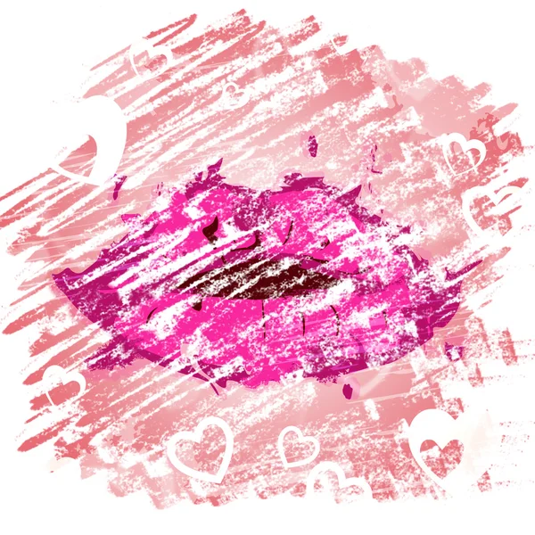 Lábios coração mostra maquiagem e afetos — Fotografia de Stock