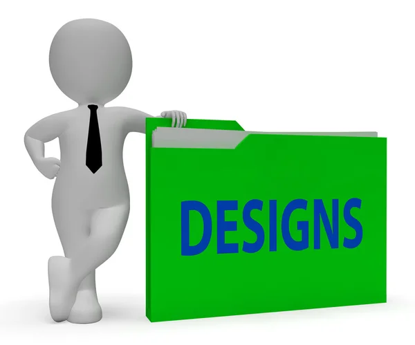 Designs Folder Indicates Files Conception 3d Rendering — Stock Photo, Image