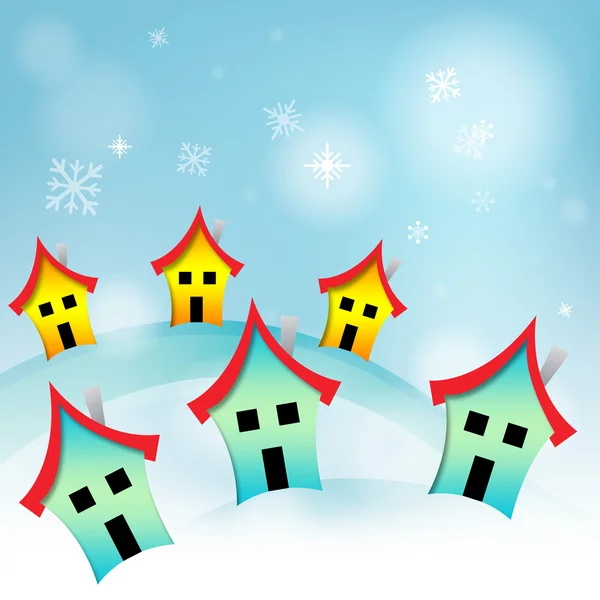 Snowy Houses Represents Household Home And Housing — Stock Photo, Image