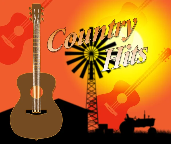 Country Hits Indica musica popolare e campagna — Foto Stock