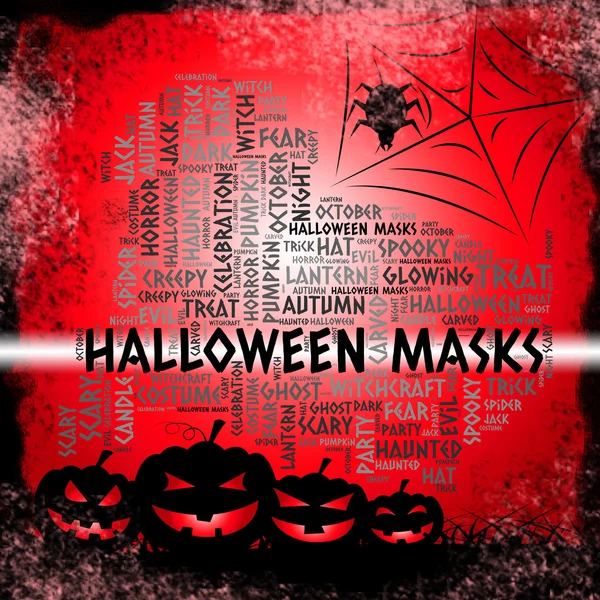 Máscaras de Halloween indica truco o trato y otoño —  Fotos de Stock
