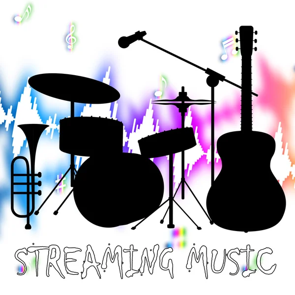 Streaming Music Representa Sonido Acústico y Radiodifusión — Foto de Stock