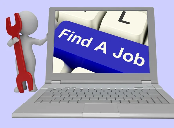 Find A Job Computer Key Showing Work 3d rendering — Stock Photo, Image