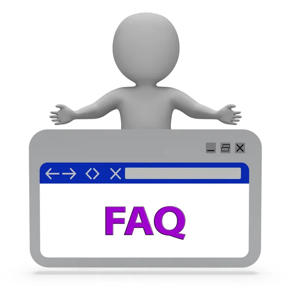 Página web de Faq significa preguntas frecuentes 3d renderizado —  Fotos de Stock