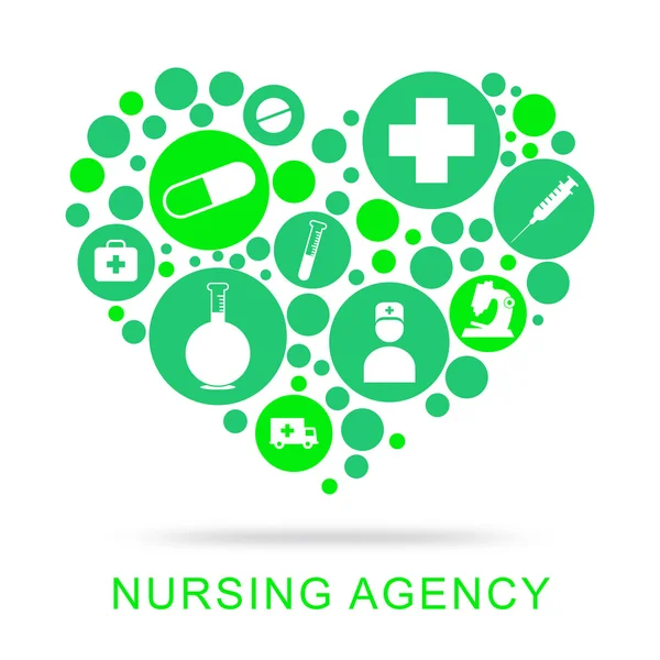 Медсестринское агентство указывает на работу медсестры и агентства — стоковое фото