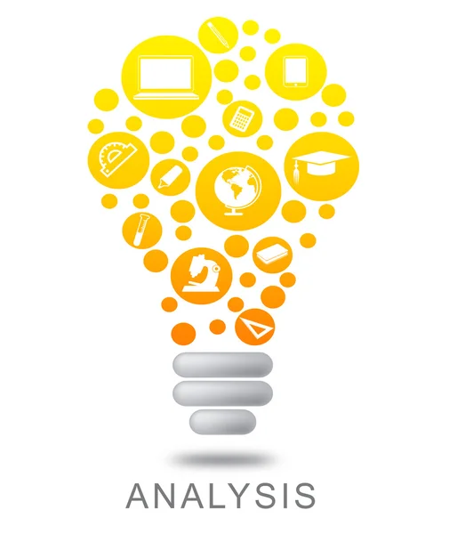 Bombilla de análisis significa análisis de datos y analizar — Foto de Stock