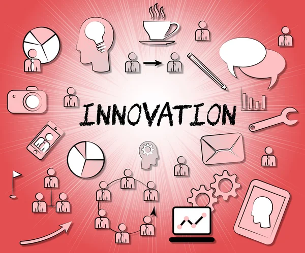 Ikony innowacji pokazuje transformacji reorganizacji i ułatwieniu — Zdjęcie stockowe