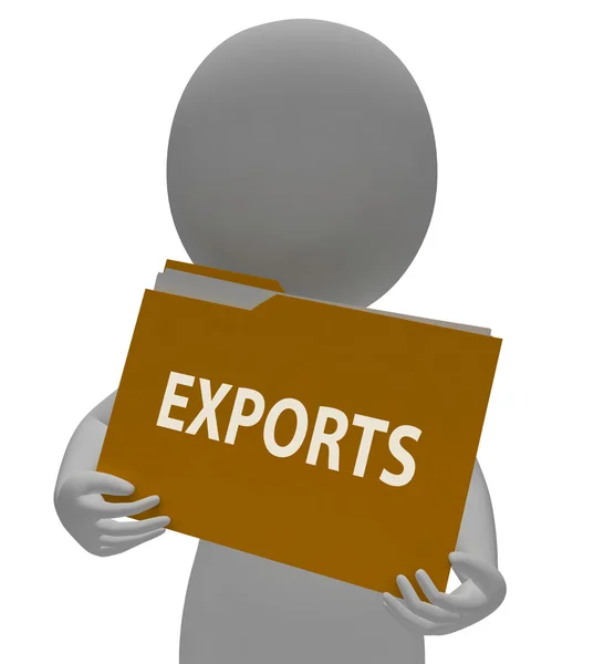 Exports Folder Shows International Selling 3d Rendering — Stock Photo, Image