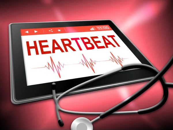 Heartbeat Tablet significa traço de pulso e cardiologia — Fotografia de Stock