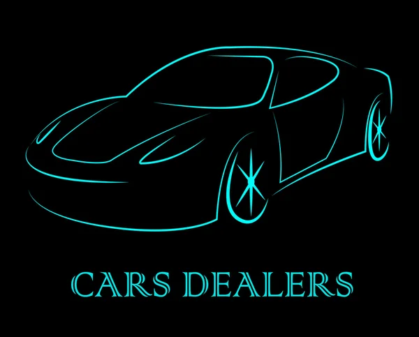 車のディーラーを示す企業の組織と自動車 — ストック写真
