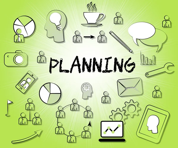 Planning Icons Represents Sign Objectives And Aspirations — Stock Photo, Image